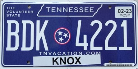 Tennessee b plate