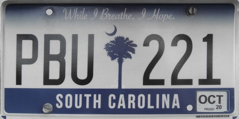 South Carolina bk plate