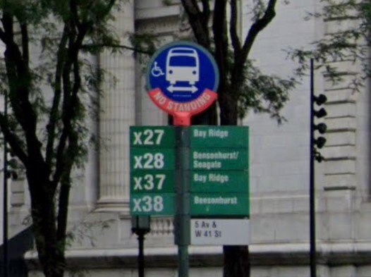New York City, New York bus sign