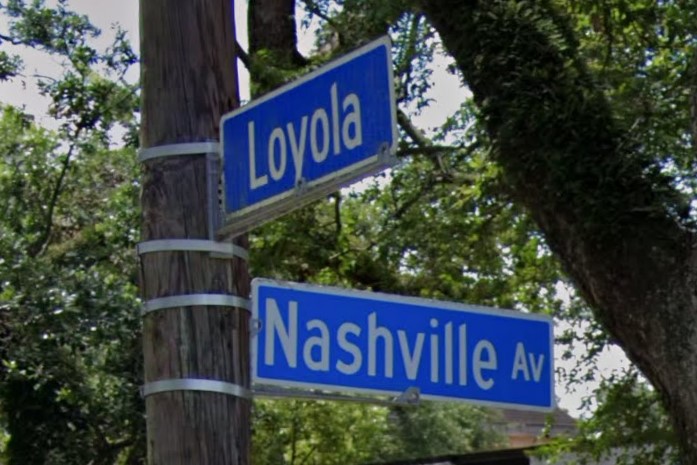 Blue street signs