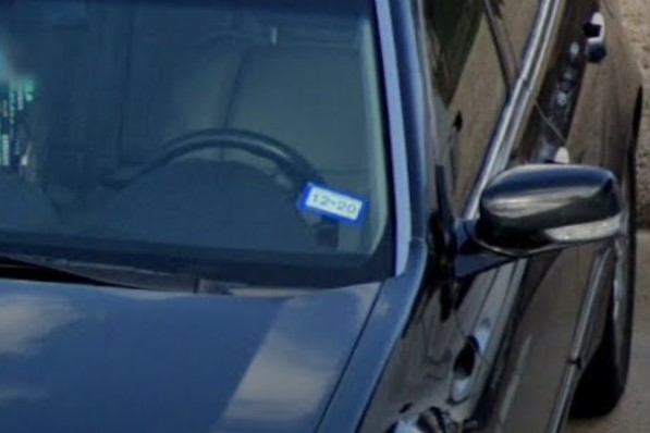 Blue or grey windshield sticker