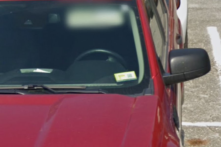 Yellow windshield sticker