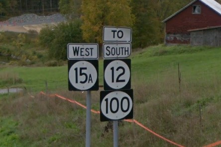 White state road signs