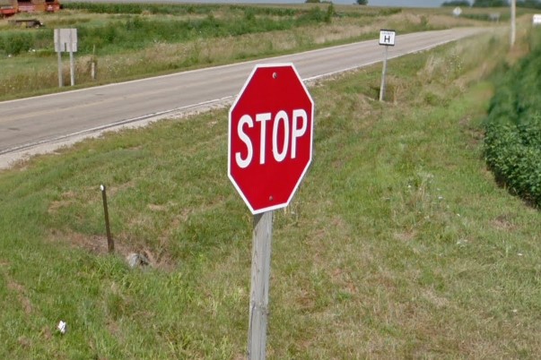Unmarked stop sign